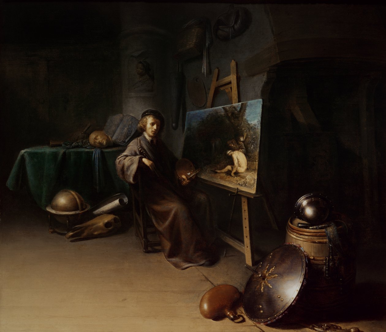 Sanatçı, stüdyosunda by Gerrit Dou