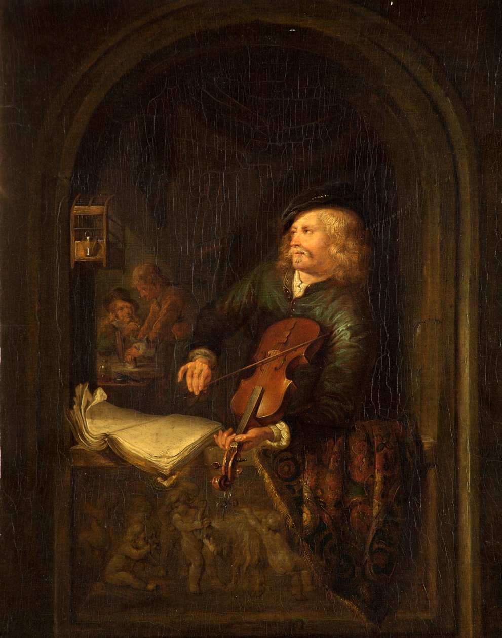 ಪಿಟೀಲು ಟರ್ಕ್ ಹೊಂದಿರುವ ವ್ಯಕ್ತಿ by Gerrit Dou