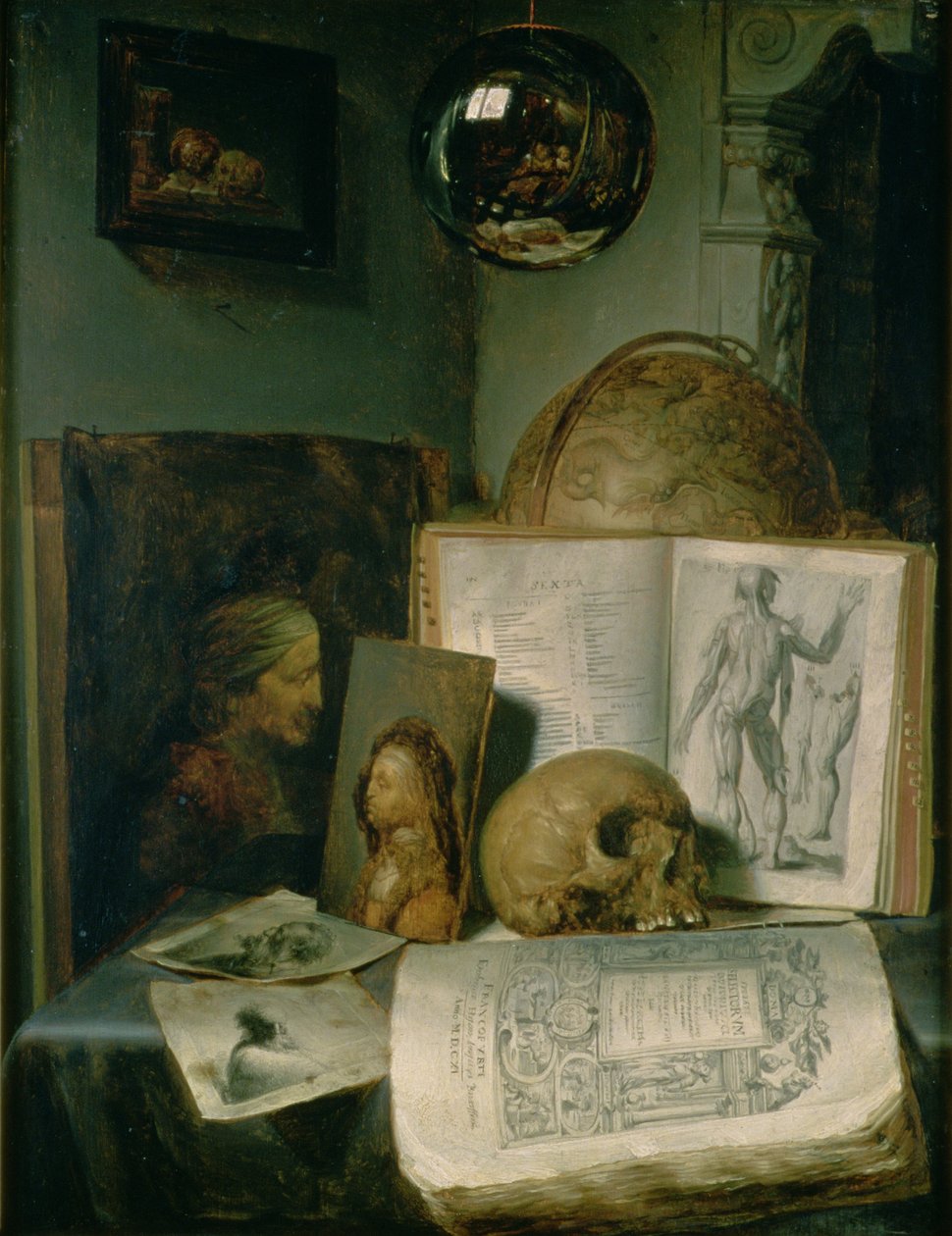 Kafatası ile Natürmort by Gerrit Dou