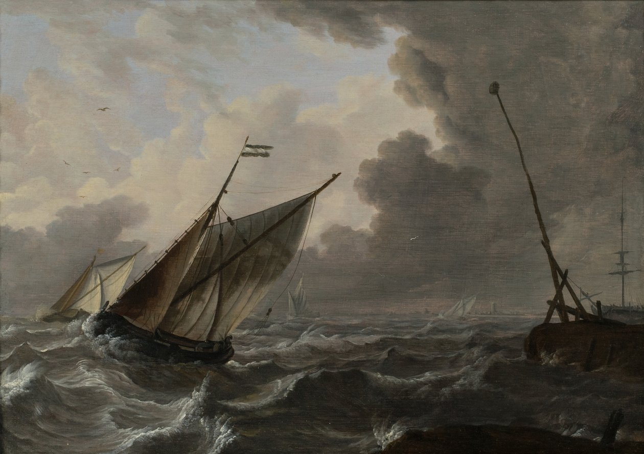 Dalgalı Denizde Yelkenli Gemiler by Gerrit (attr. to) Pompe