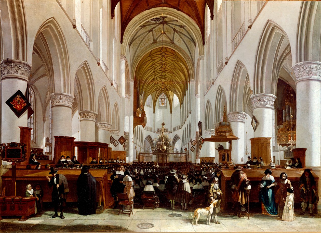 Bir kilisenin içi. Gerrit Berckheyde (1638-1698), Hollandalı ressam. Londra, Ulusal Galeri by Gerrit Adriaensz Berckheyde