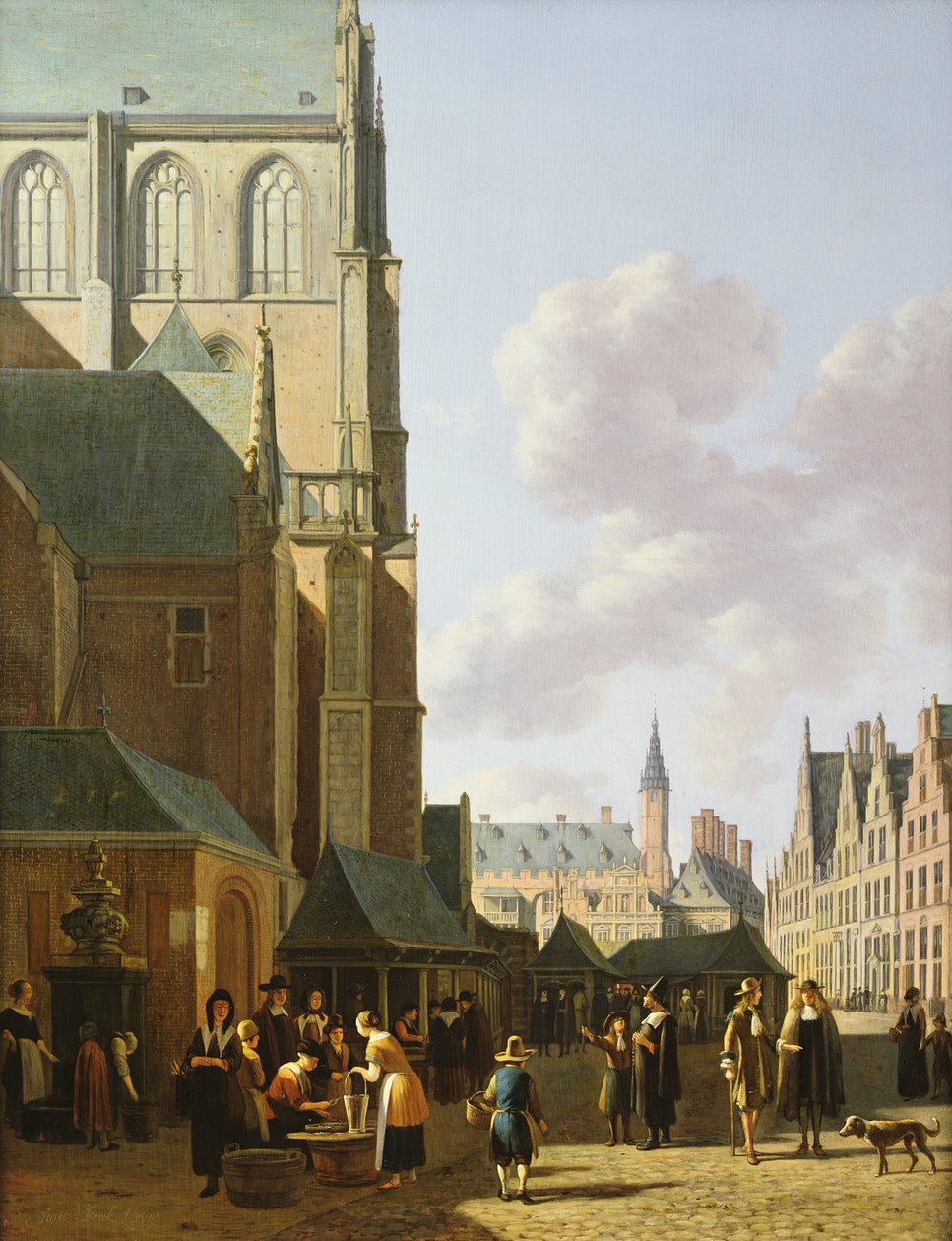 Grote Markt, Haarlem, batıya bakıyor by Gerrit Adriaensz Berckheyde
