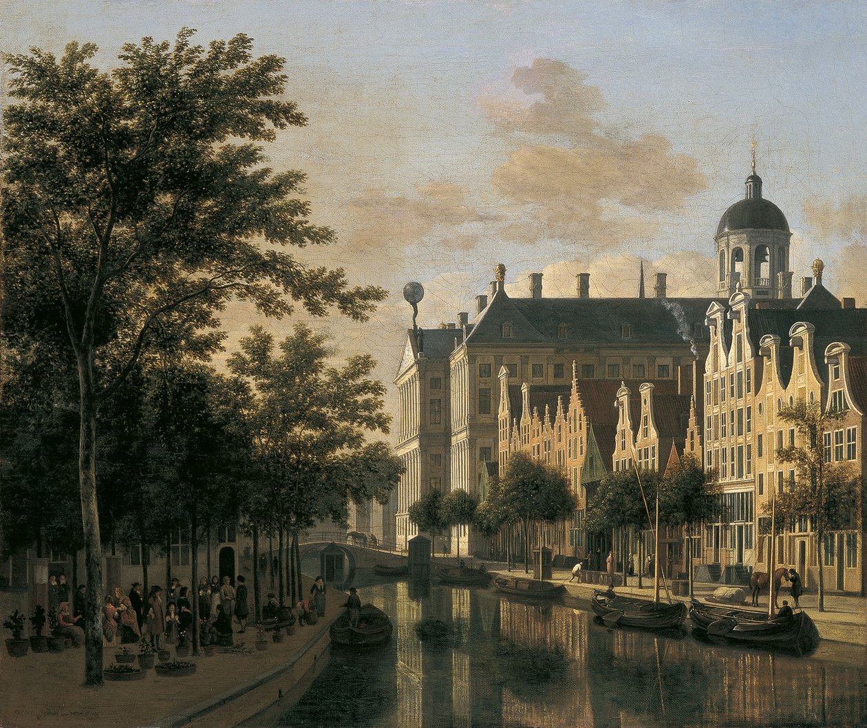 Nieuwezijds Voorburgwal ve Çiçek Pazarı, Amsterdam by Gerrit Adriaensz Berckheyde