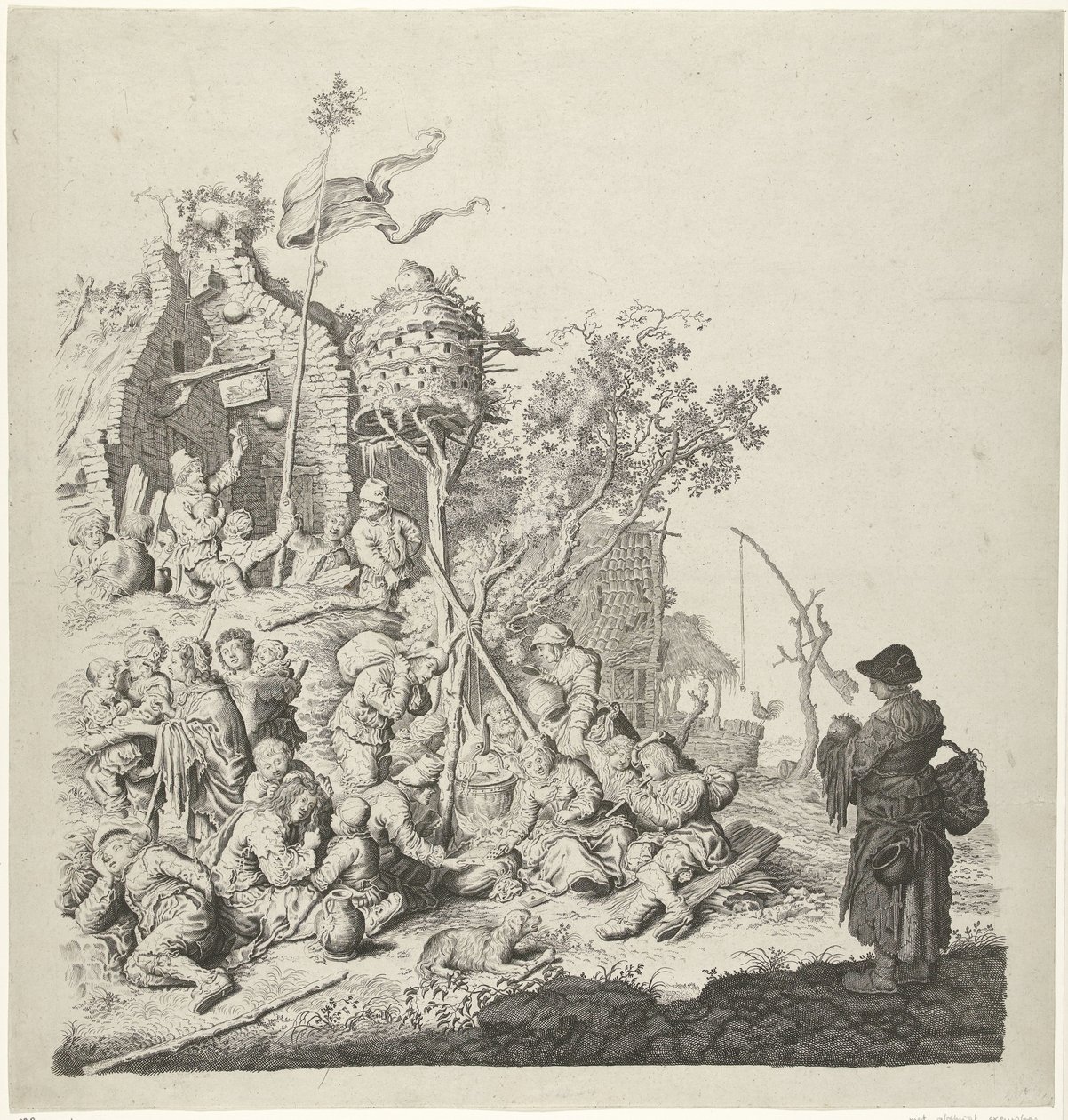 Güvercinlikli bir handa Roman grubu by Gerrit Adriaensz. de Heer