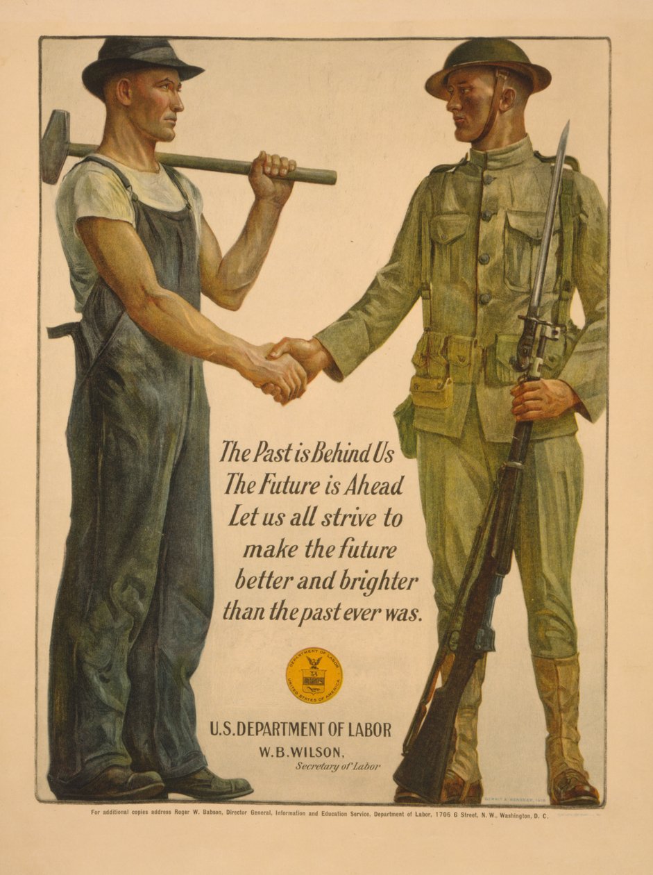 Geçmiş arkamızda, gelecek önümüzde. Hepimiz geleceği geçmişten daha iyi ve daha parlak hale getirmek için çabalayalım, 1918 by Gerrit Albertus Beneker