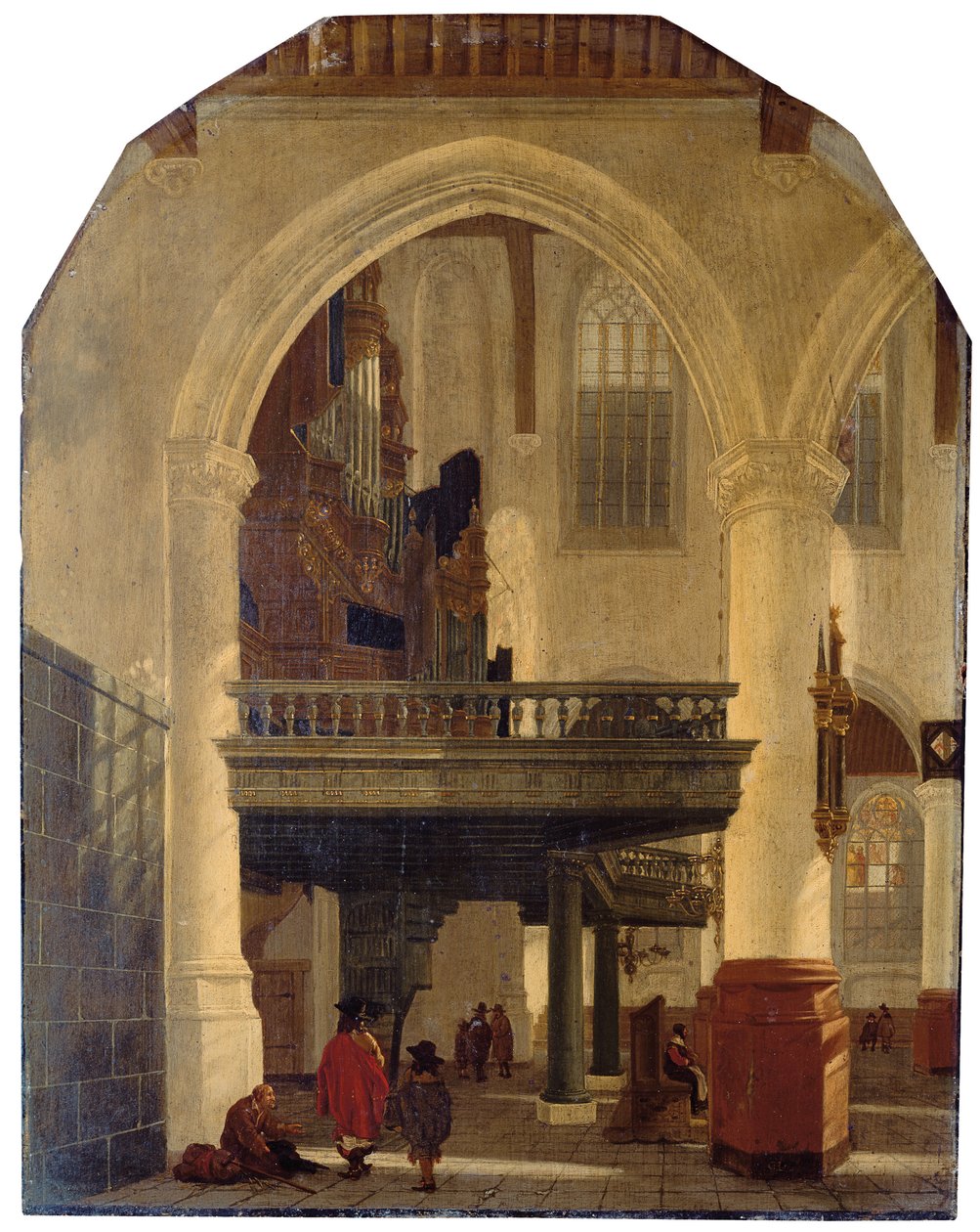 Organ çatı ile kuzeye güney koridordan Oude Kerk, Delft, batı ucu by Gerrit Houckgeest