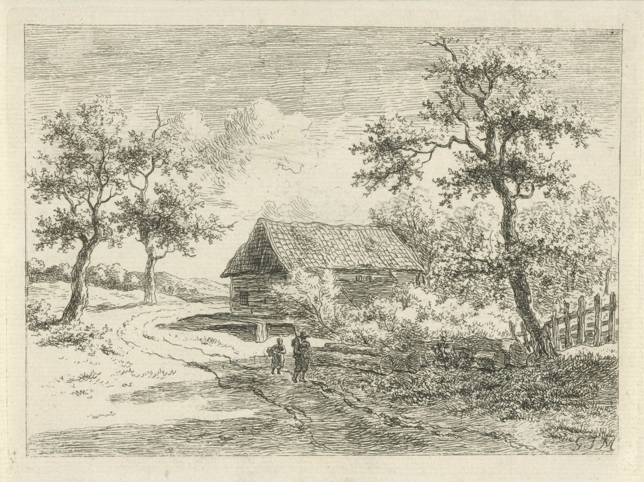 Yolda iki figürle manzara by Gerrit Jan Michaëlis