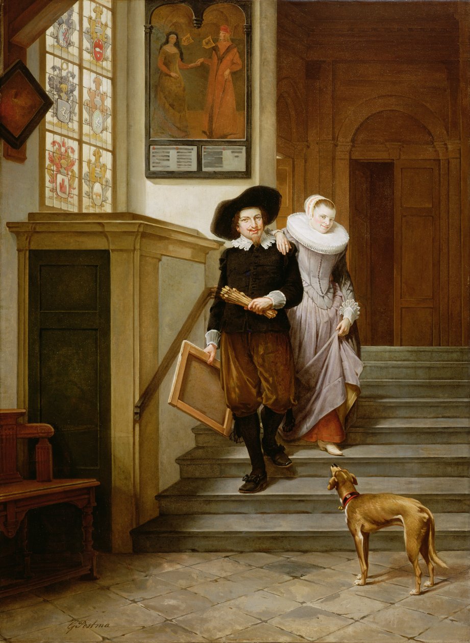 Frans Hals (1580-1666) ve Karısı Lysbeth Reyniersdr by Gerrit Postma