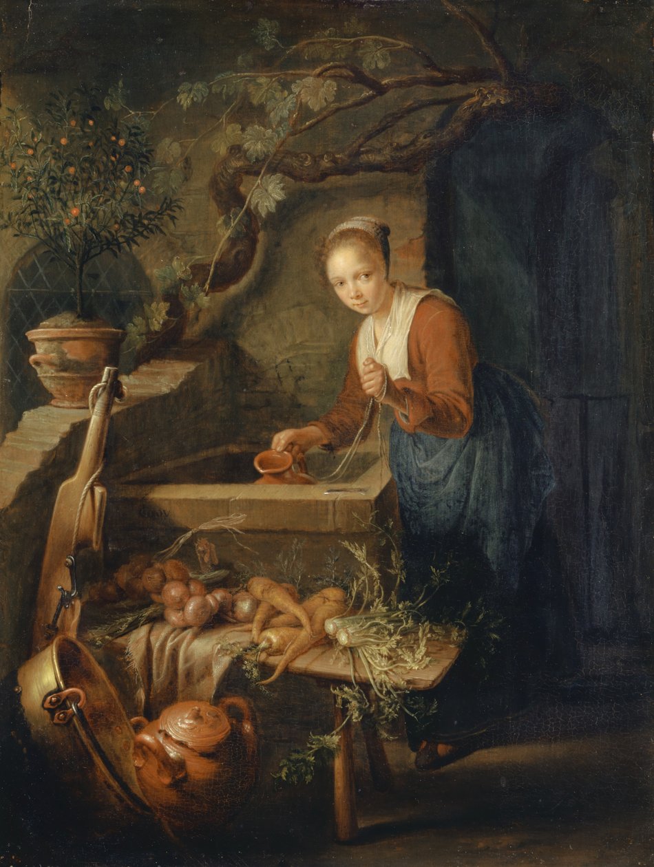 Kuyudaki Mutfak Hizmetçisi, c.1650 by Gerrit Dou