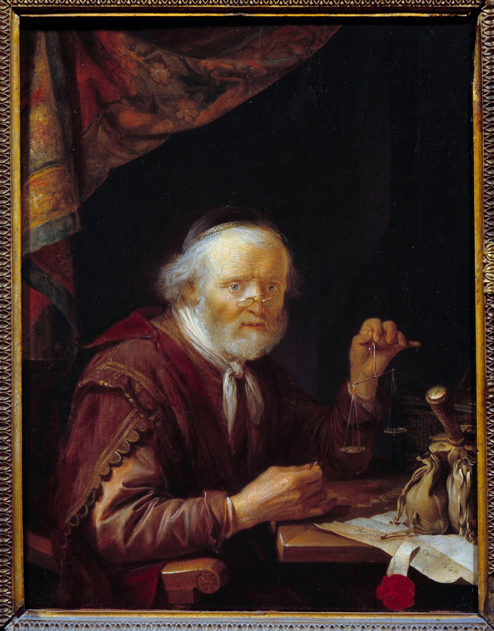 Altın tartı. Gerard Dou (1613-1675) Ec. Bekle. by Gerrit Dou