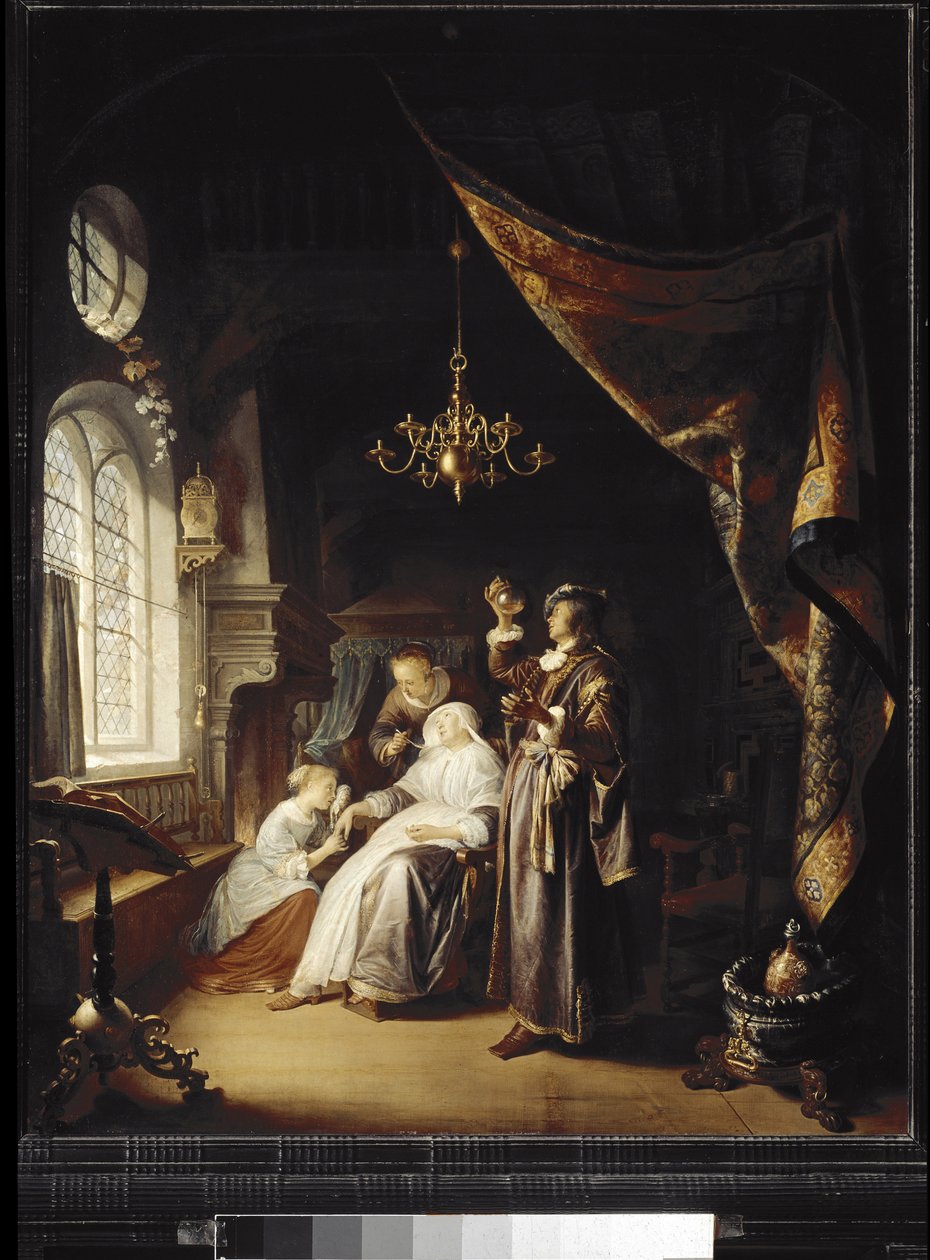 Hidropik kadın (tahta üzerine yağ by Gerrit Dou