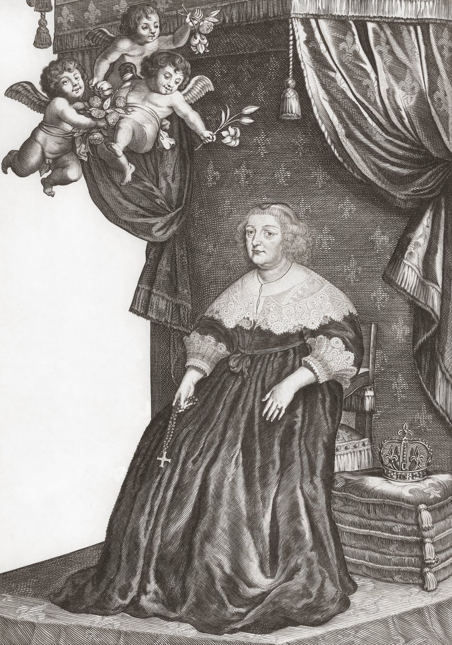 Marie de Medici, Fransa Kraliçesi. Portre (baskı) by Gerrit van (after) Honthorst