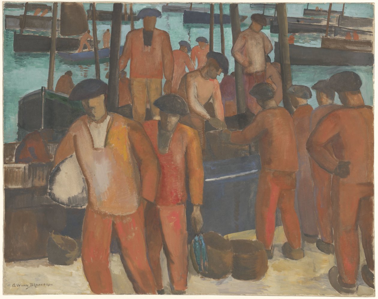Haven te Douarnenez by Gerrit van Blaaderen