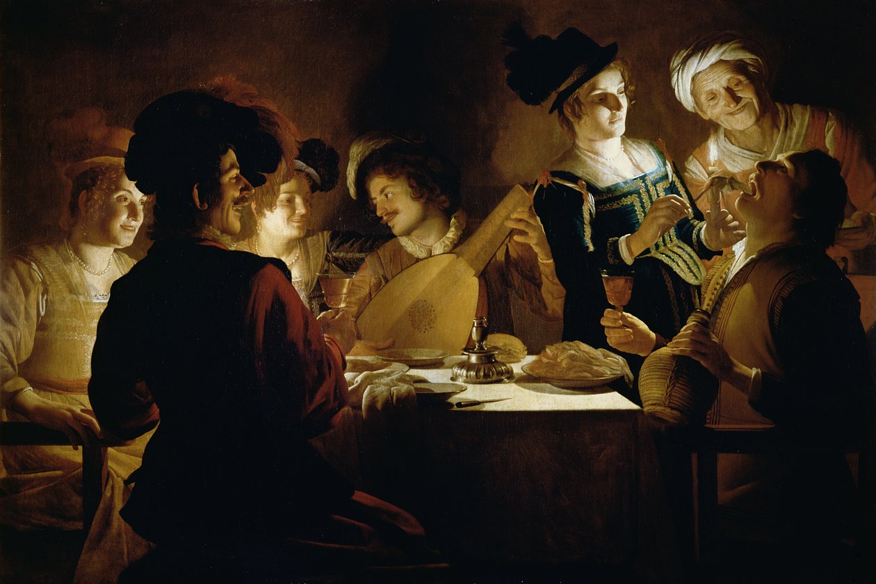 Ud Oyunculu Bir Ziyafet, c.1620 by Gerrit van Honthorst