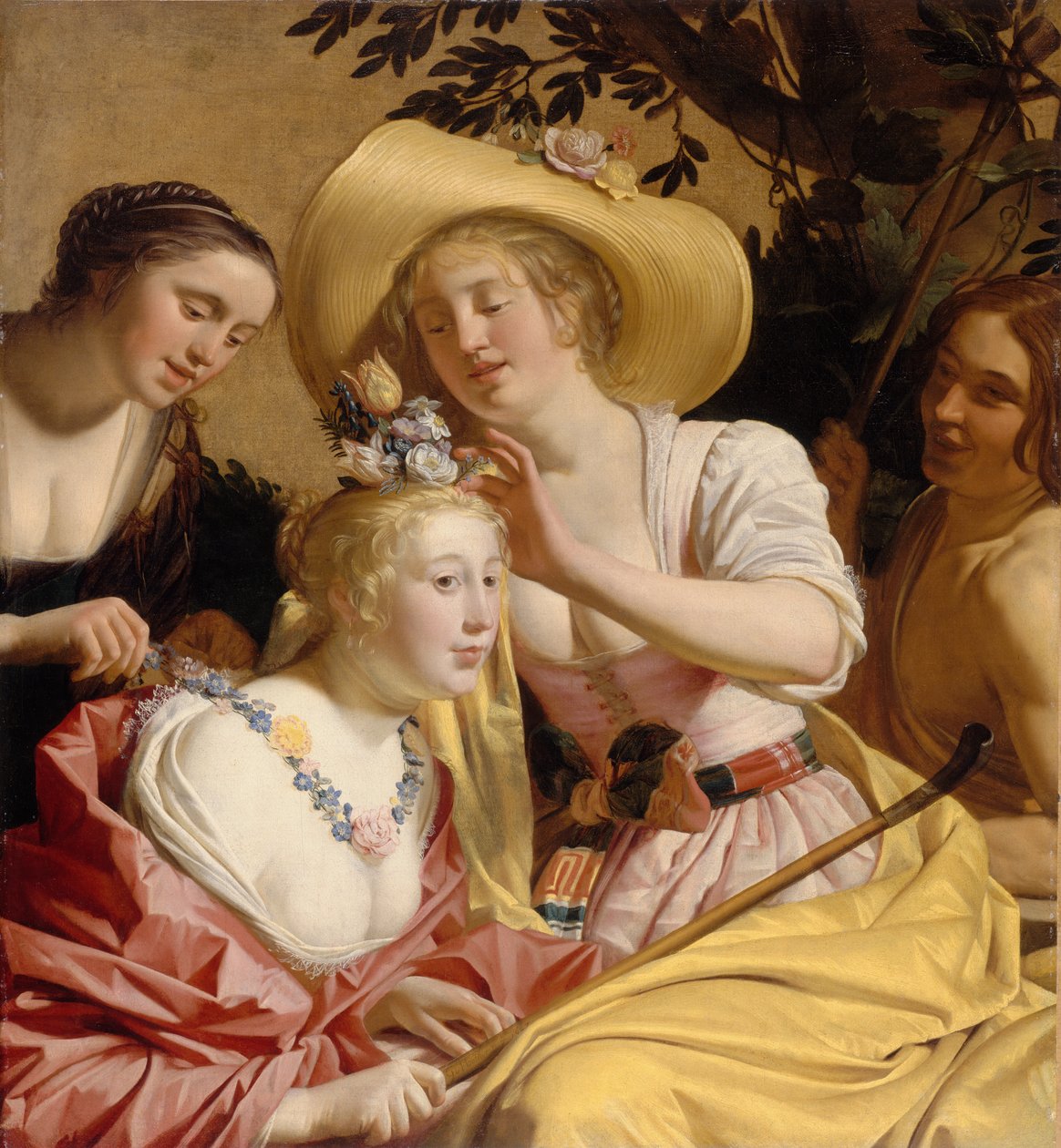 Çiçeklerle Bezenmiş Bir Çoban by Gerrit van Honthorst