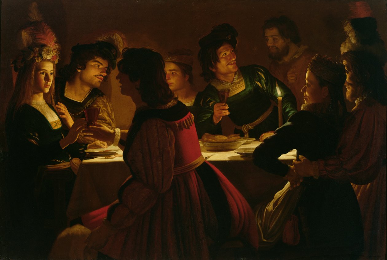 Genç Evli Bir Çiftle Bayram Sahnesi, 1617 dolayları by Gerrit van Honthorst