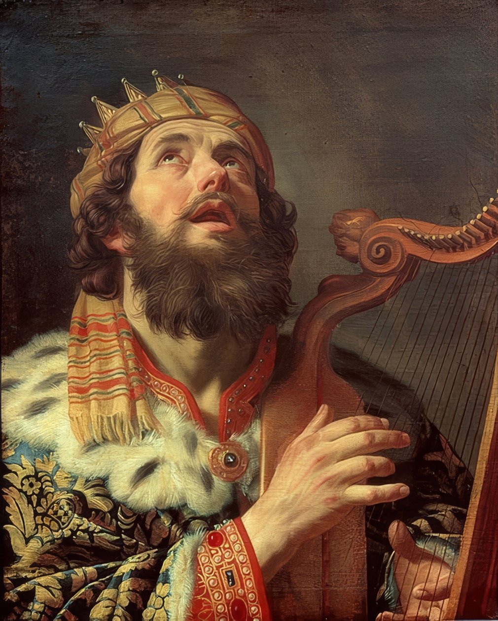 Kral David arp çalıyor. 1622 by Gerrit van Honthorst