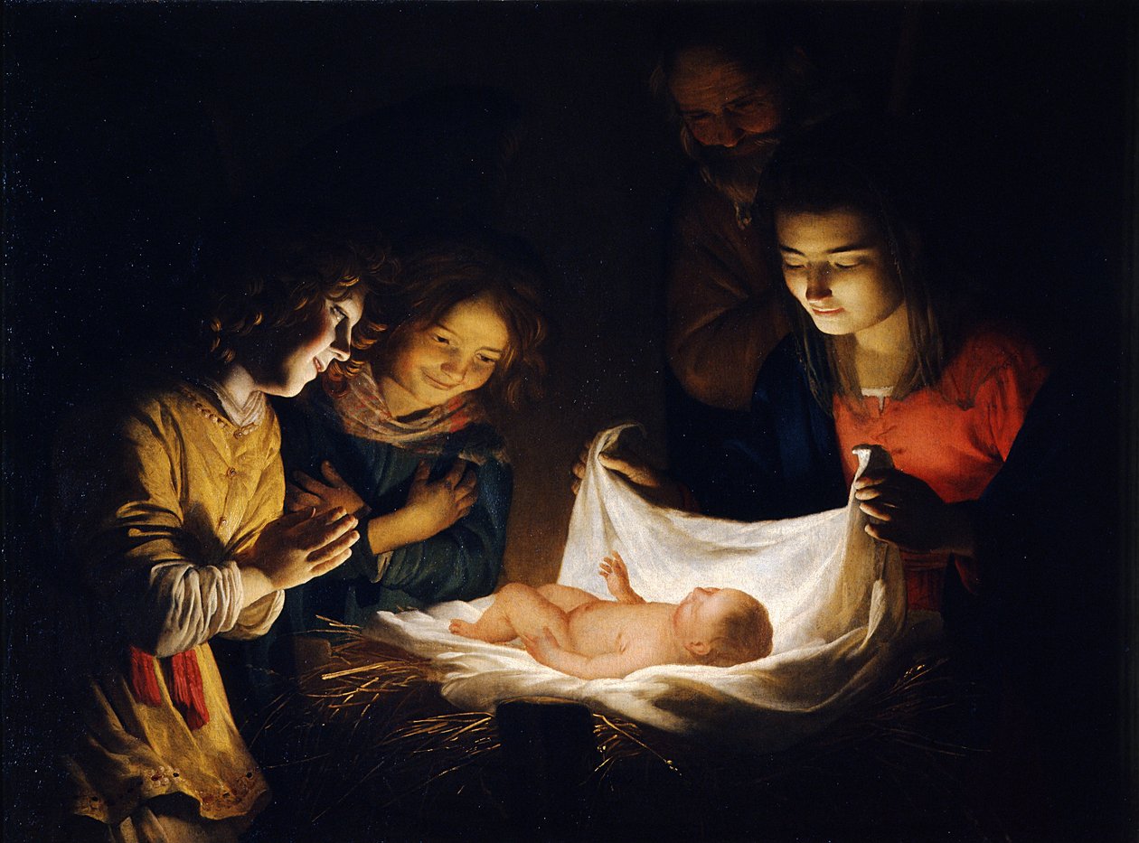 Mesih Çocuğunun Tapınması, c. 1620 by Gerrit van Honthorst