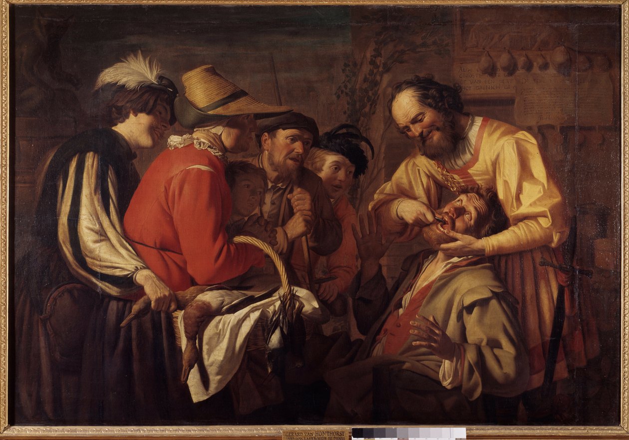Gerrit Van Honthorst (1590-1656) tarafından yapılan diş çektirme tablosu by Gerrit van Honthorst
