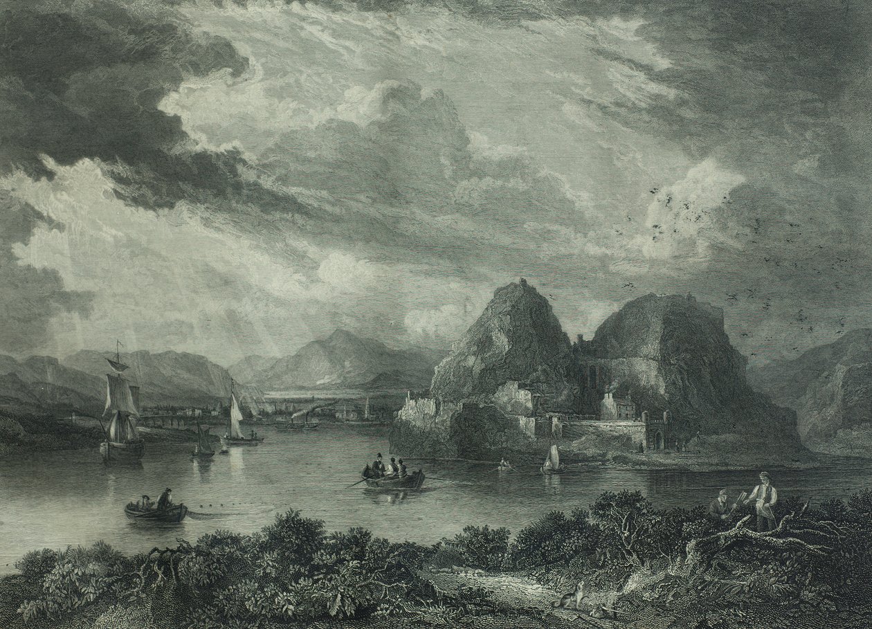 Dumbarton Kalesi, 1880 dolayları (gravür) by Gershom Gourlay Cumming