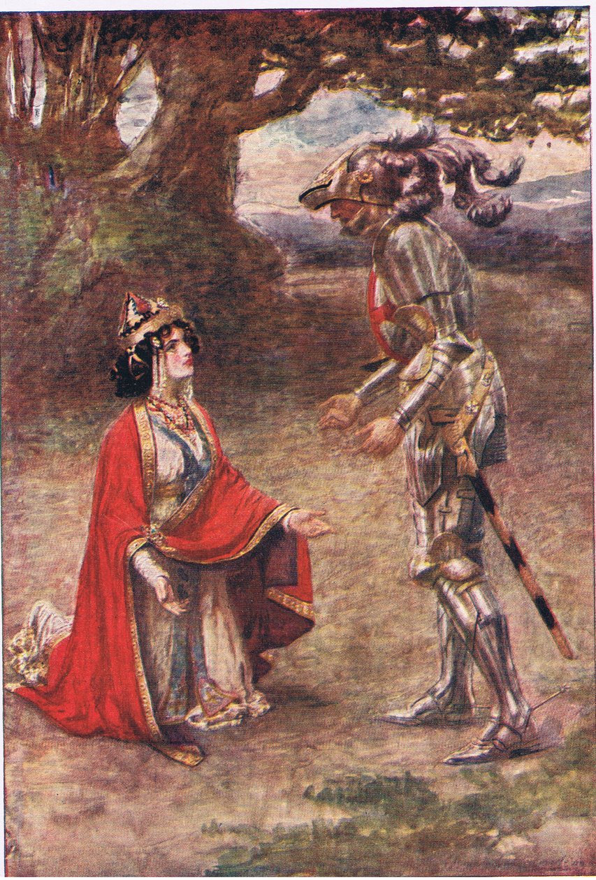 Kızıl Haç Şövalyesi tamamen yenildi, George Harrap and Company tarafından yayınlanan Faerie Queen'den Hikayeler by Gertrude E. Demain (after) Hammond
