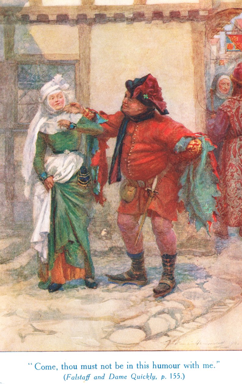 George Harrap & Son tarafından yayınlanan "Shakespeare'in İngiliz Krallarının Öyküleri"nden "Gel, benimle bu mizah içinde olmamalısın" illüstrasyonu by Gertrude E. Demain Hammond