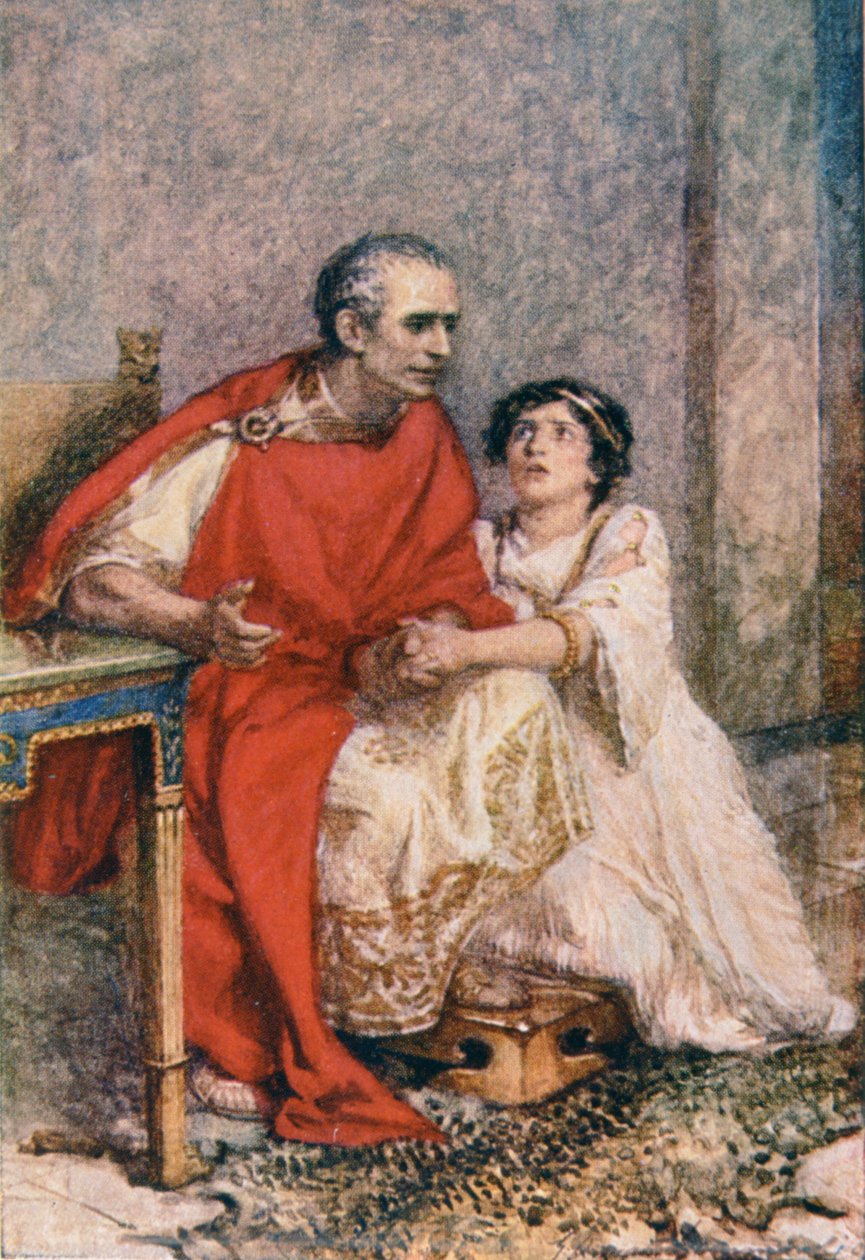 Erkeklerin korkması bana çok garip geliyor..., 'Shakespeare'den Hikayeler: Thomas Carter'ın Yeniden Anlattığı'ndaki 'Julius Caesar'dan bir örnek, yaklaşık 1910'da yayınlandı (renkli taşlı) by Gertrude E. Demain Hammond