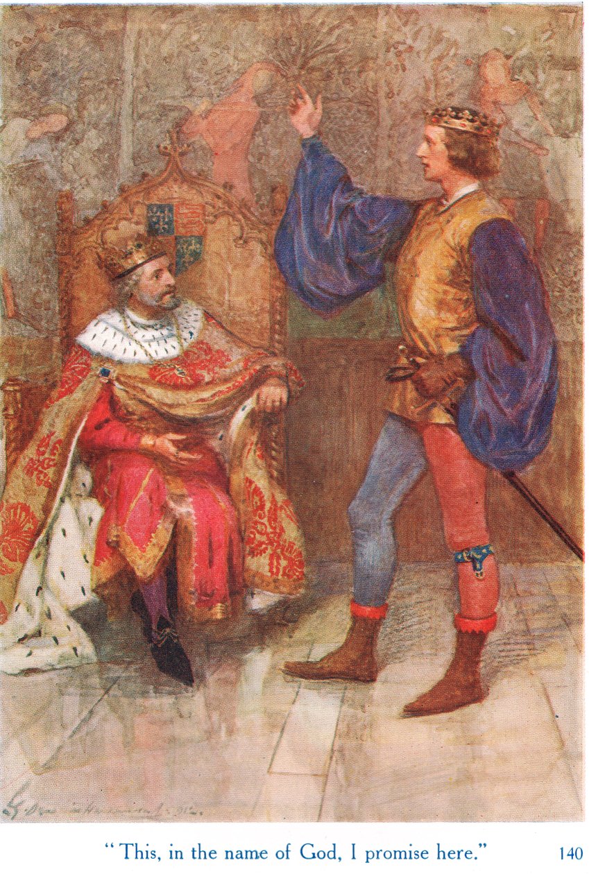 George Harrap & Son tarafından yayınlanan "Shakespeare'in İngiliz Krallarının Hikayeleri"nden "Bu, Tanrı adına, burada söz veriyorum" by Gertrude E. Demain Hammond