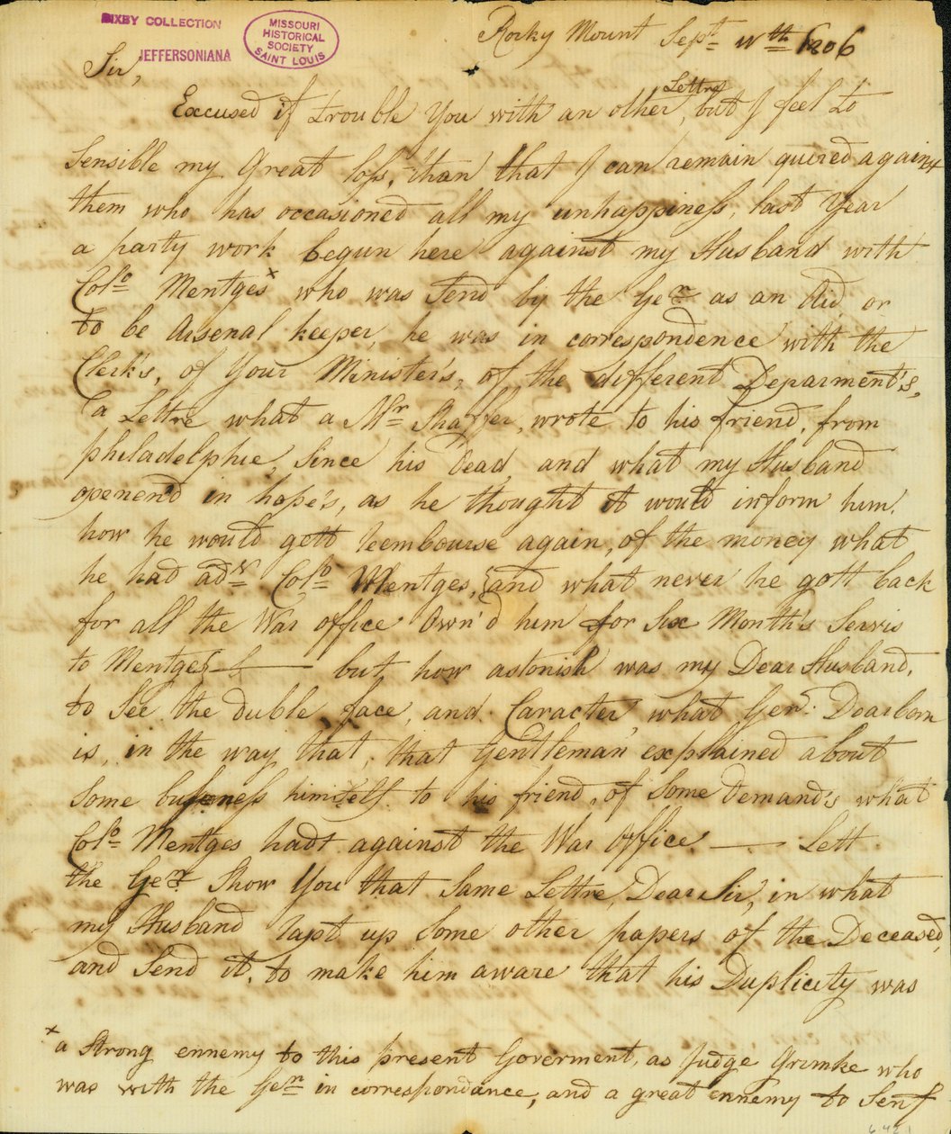 Gertrude Joan Senf, Rocky Mount, Thomas Jefferson