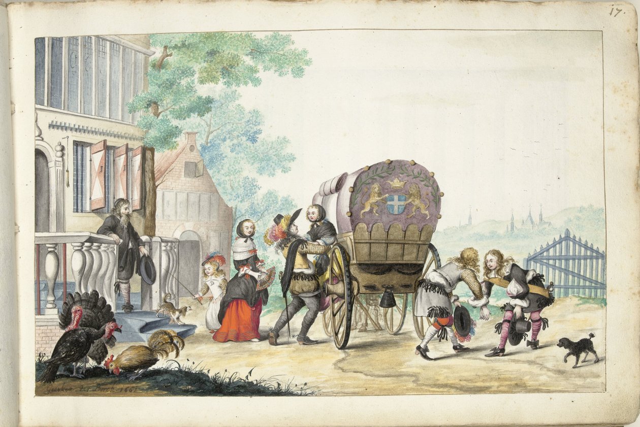 Bir kır evine varış by Gesina ter Borch (signed by artist)