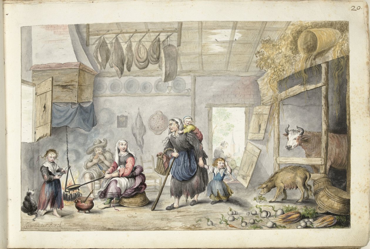 Çiftlik Evi İçi (Hayır veya Yoksulluk) by Gesina ter Borch (signed by artist)