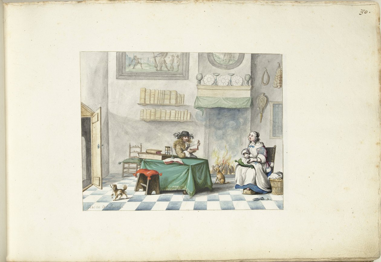 Lord bir bayana okuyor by Gesina ter Borch (signed by artist)