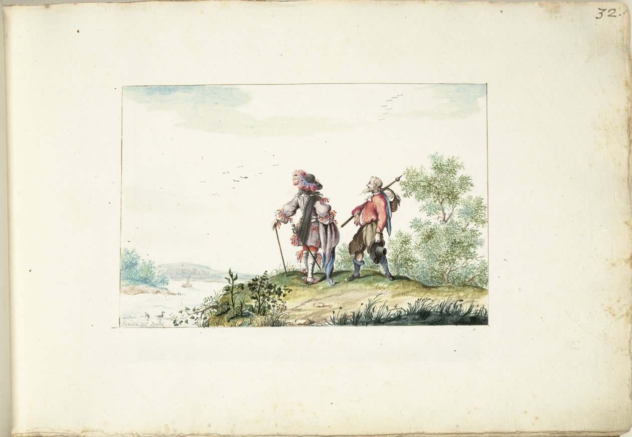 Lord ve bir manzarada gezgin by Gesina ter Borch (signed by artist)