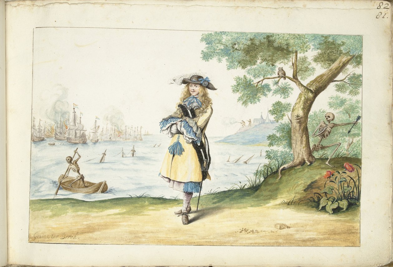 İngiliz kıyısında Musa ter Borch by Gesina ter Borch (signed by artist)