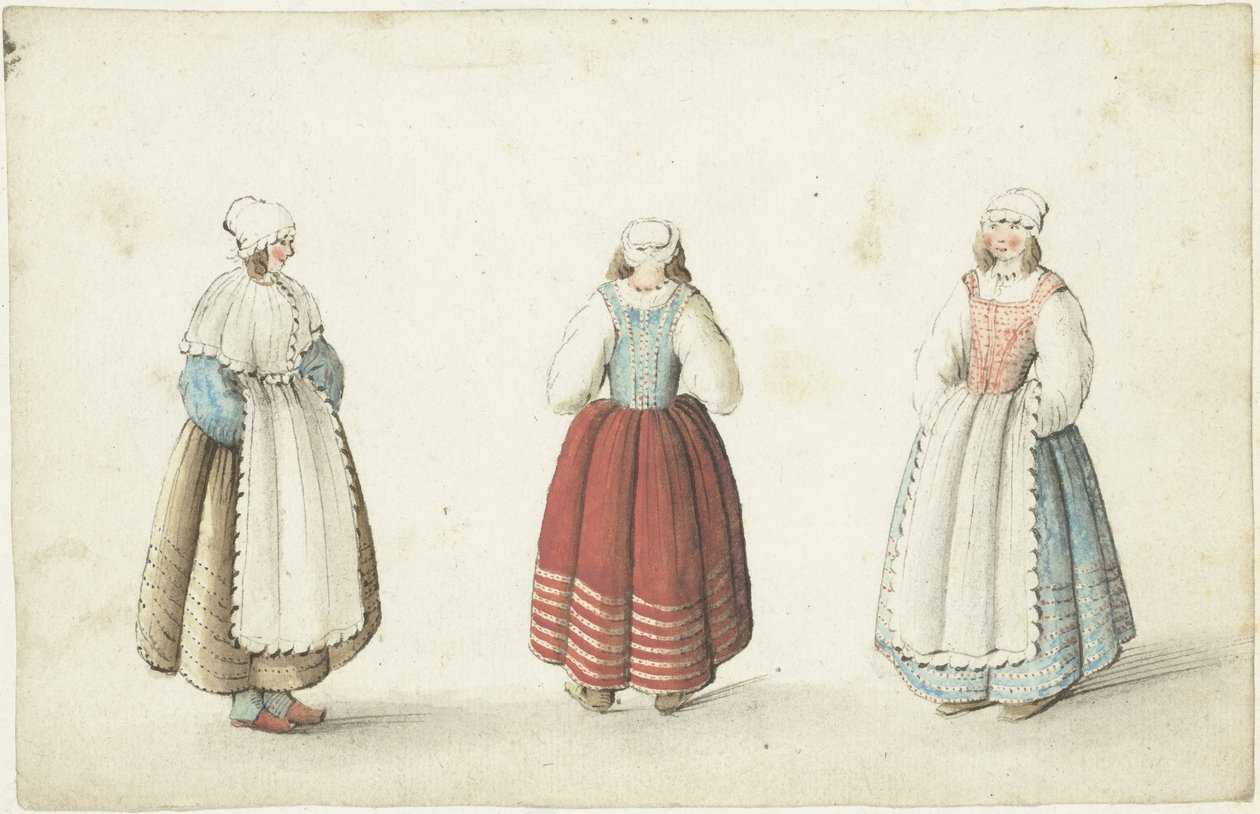 Üç ayakta kadın by Gesina ter Borch