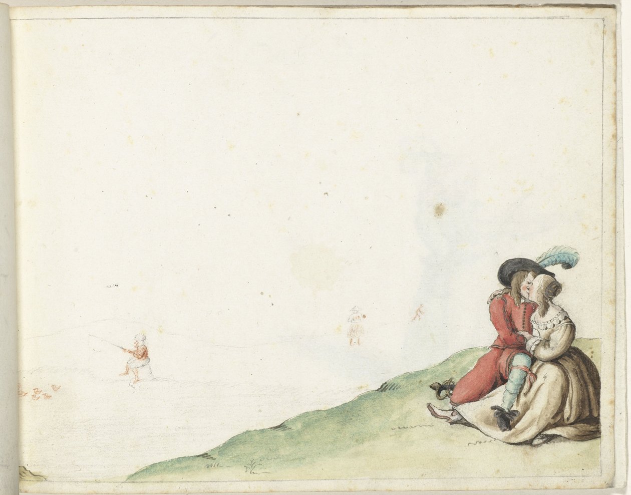 Bir gölet tarafından aşıklar by Gesina ter Borch