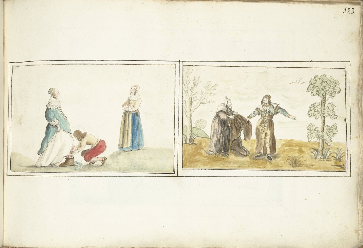 Lord bir ayakkabı ve bir pelerin gösteren münzevi bağlama by Gesina ter Borch