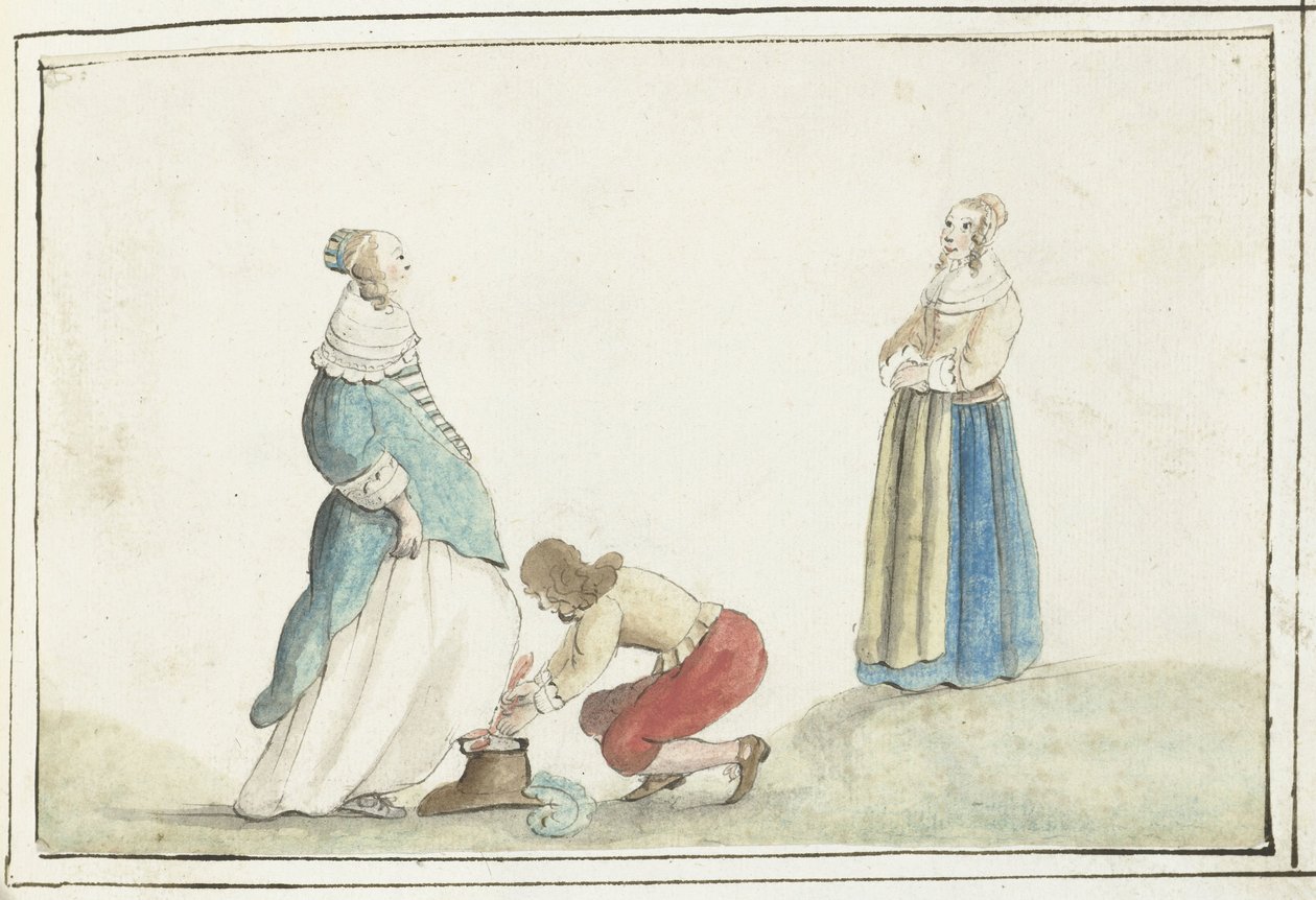 Lord bir bayanın ayakkabısını sıkı sıkıya by Gesina ter Borch