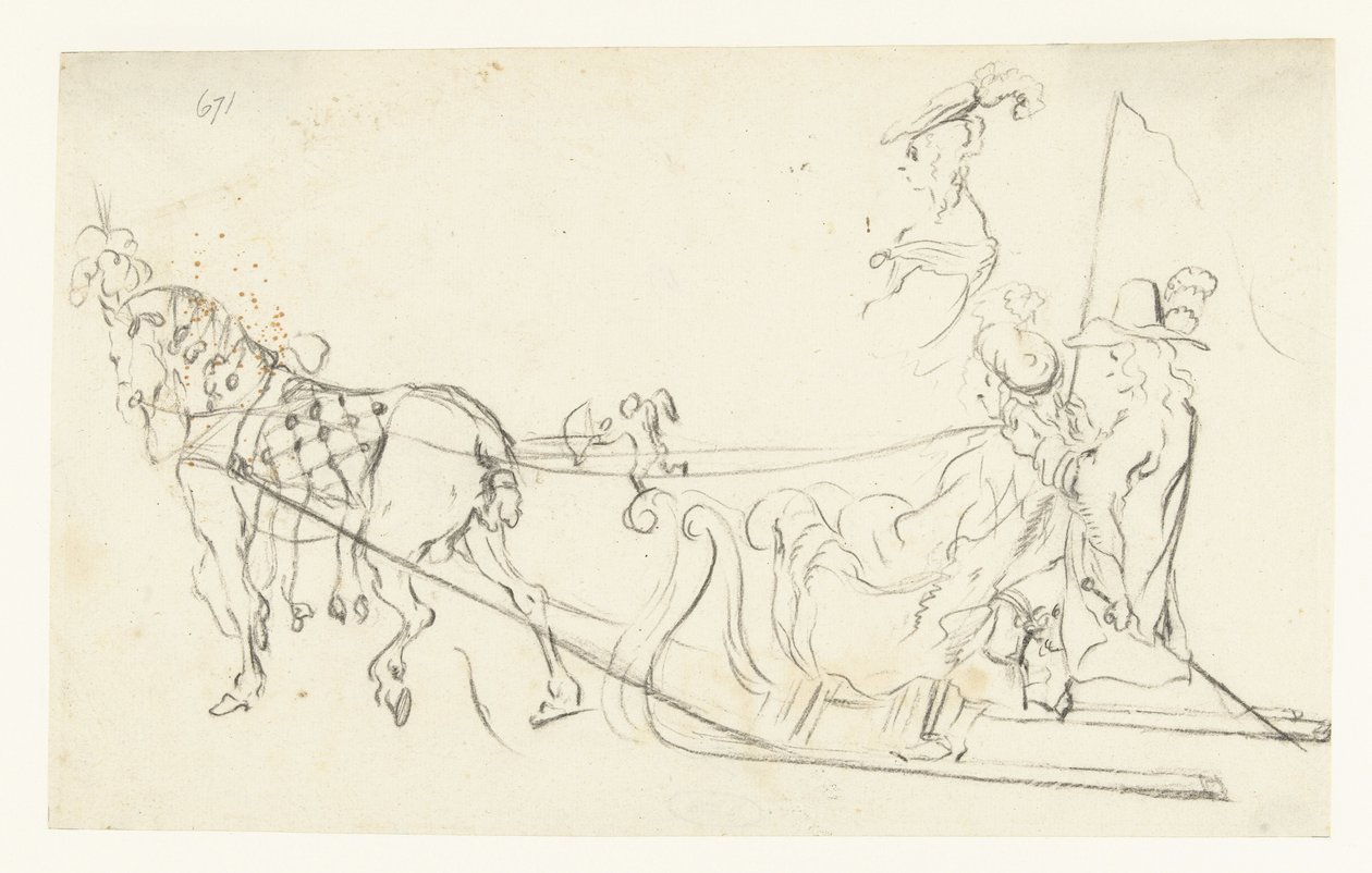 Bir atlı kızak içinde Çift by Gesina ter Borch