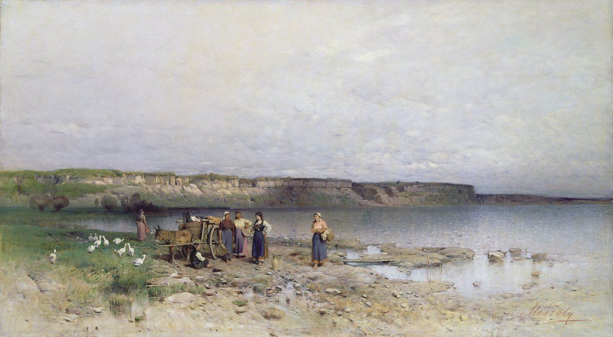Akarattya kıyısı ile Balaton Gölü, 1885 by Geza Meszoly