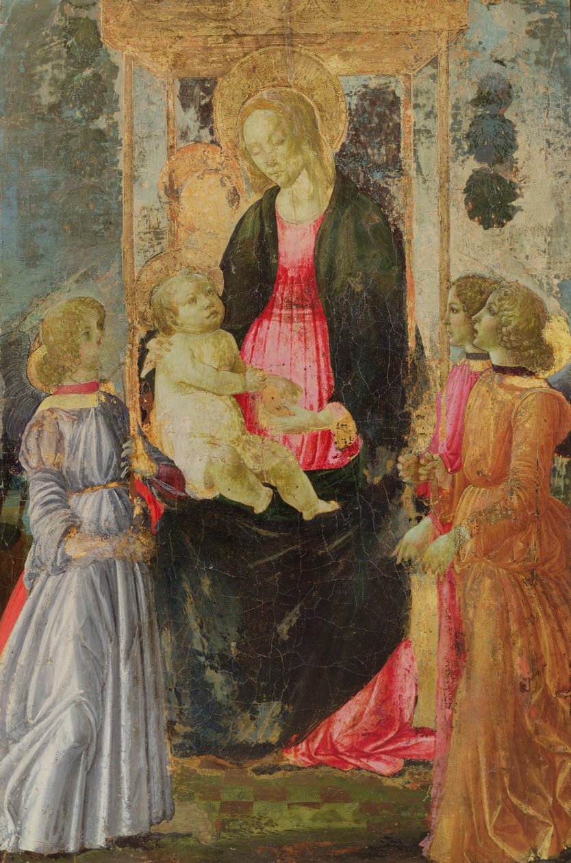 Refakatçi Melekler ile Tahtında Madonna ve Çocuk by Gherardo di Giovanni