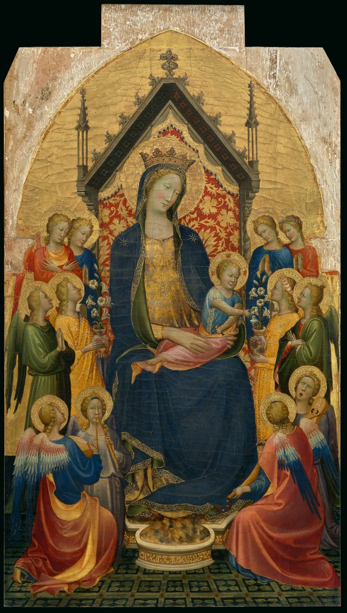Müzikli Melekler ile Madonna ve Çocuk, c.1410 (Tempera ve panel üzerine altın varak) by Gherardo Starnina