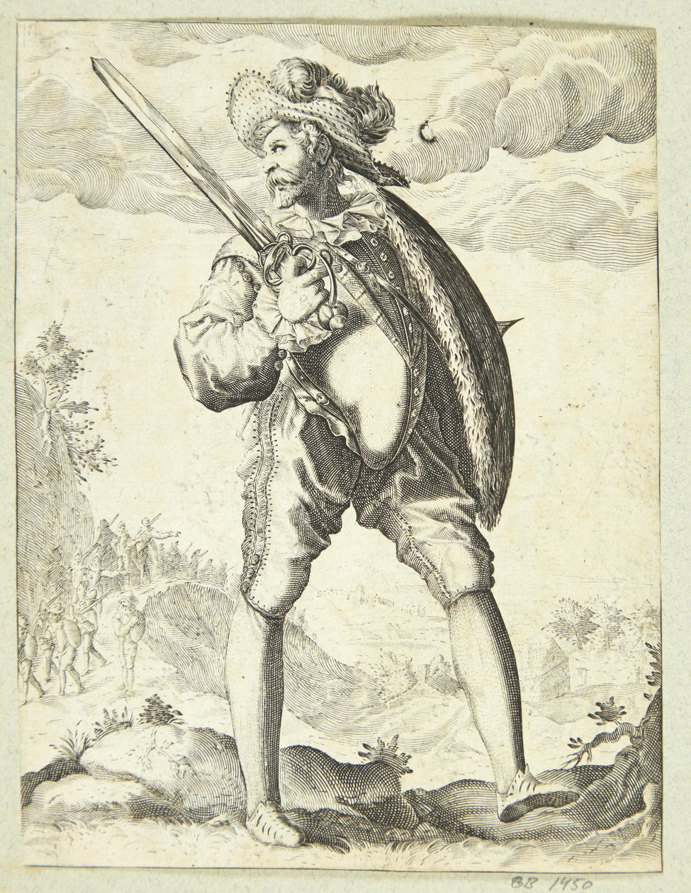Kılıç ve kalkan ile silahlı asker by Gheyn, Jacques II de