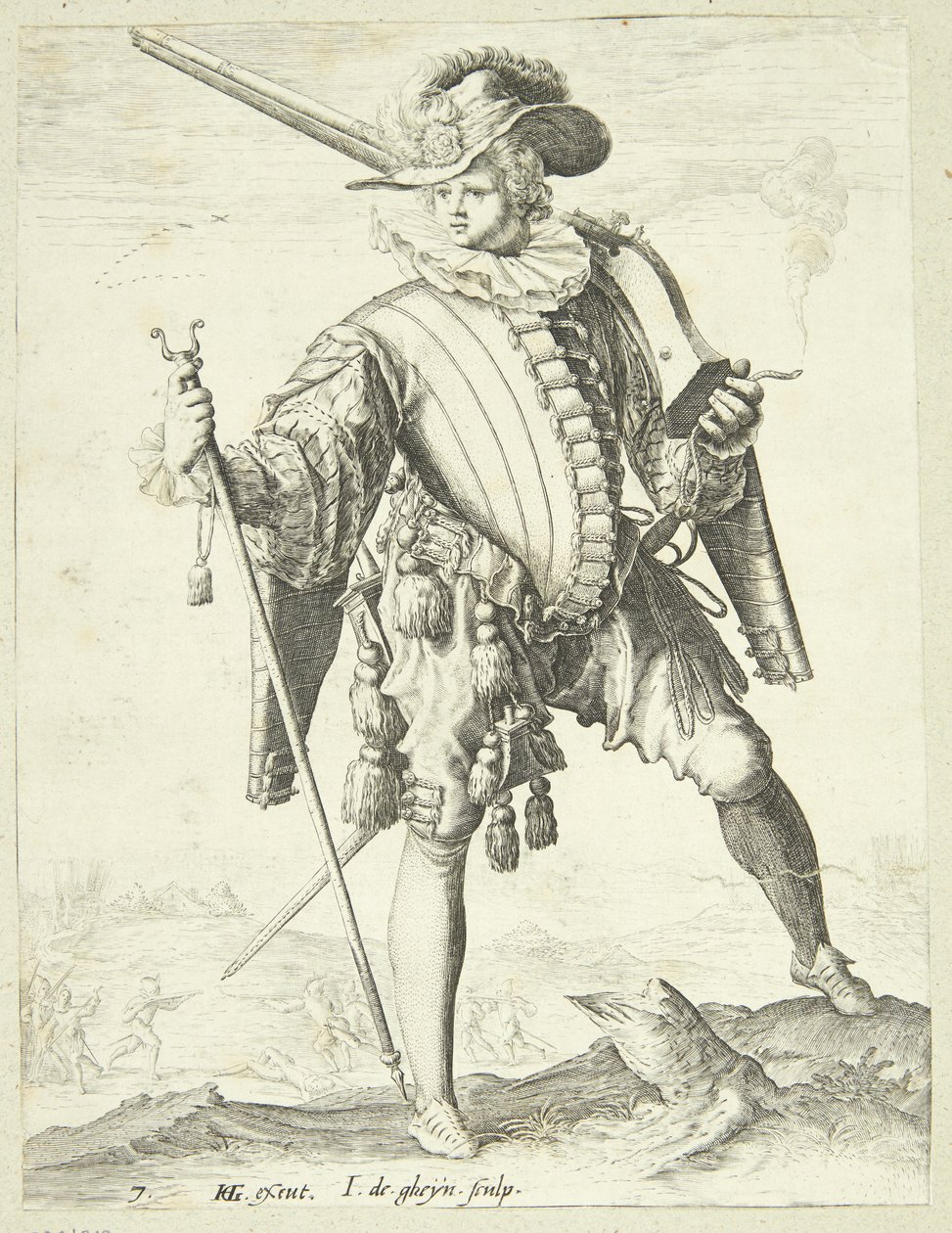 Çene kayışlı asker (arquebus) by Gheyn, Jacques II de