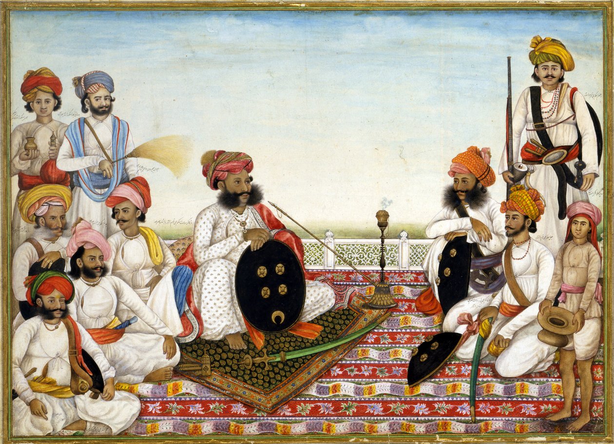 Saraylılar arasında Thakur Dawlat Singh, yaklaşık 1825 by Ghulam Ali Khan