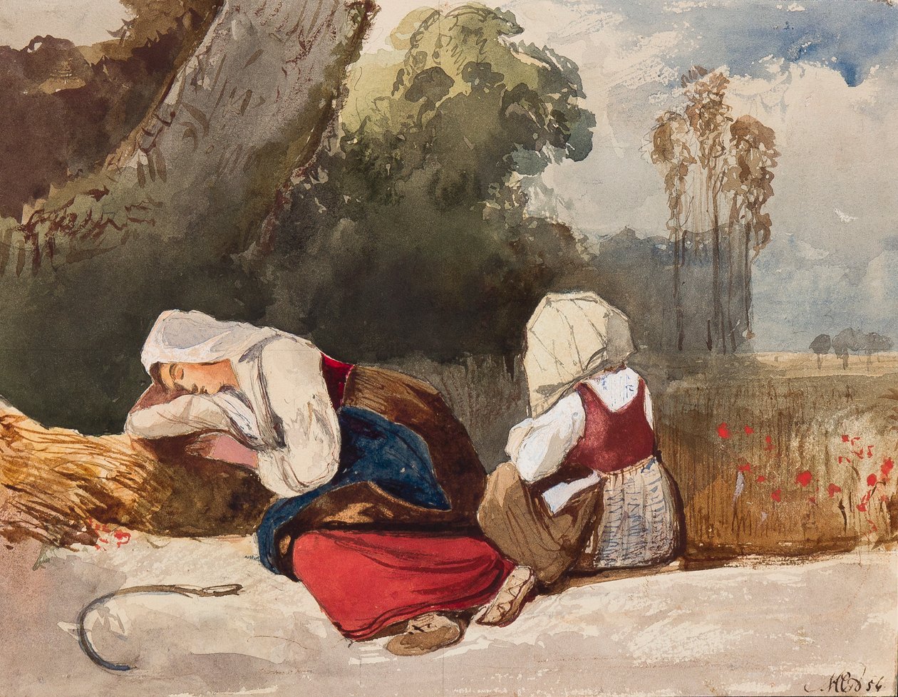 Prenses Maria Annunziata di Borbone (1843-1871), 1854 (kağıt üzerinde kurşun kalem, wc ve guaj) by Giacinto Gigante