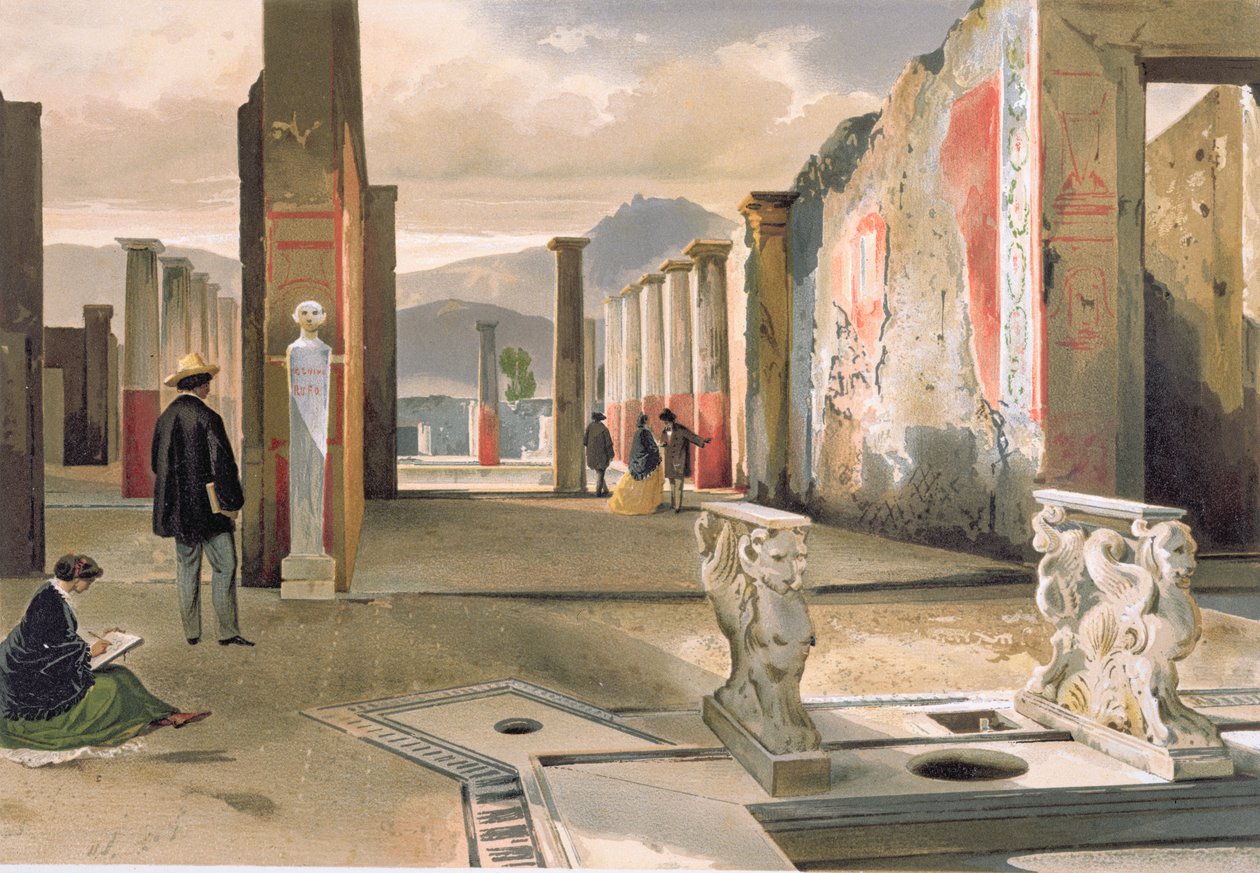 Pompeii Harabelerini Ziyaret Eden Turistler, 1860 dolayları by Giacinto Gigante