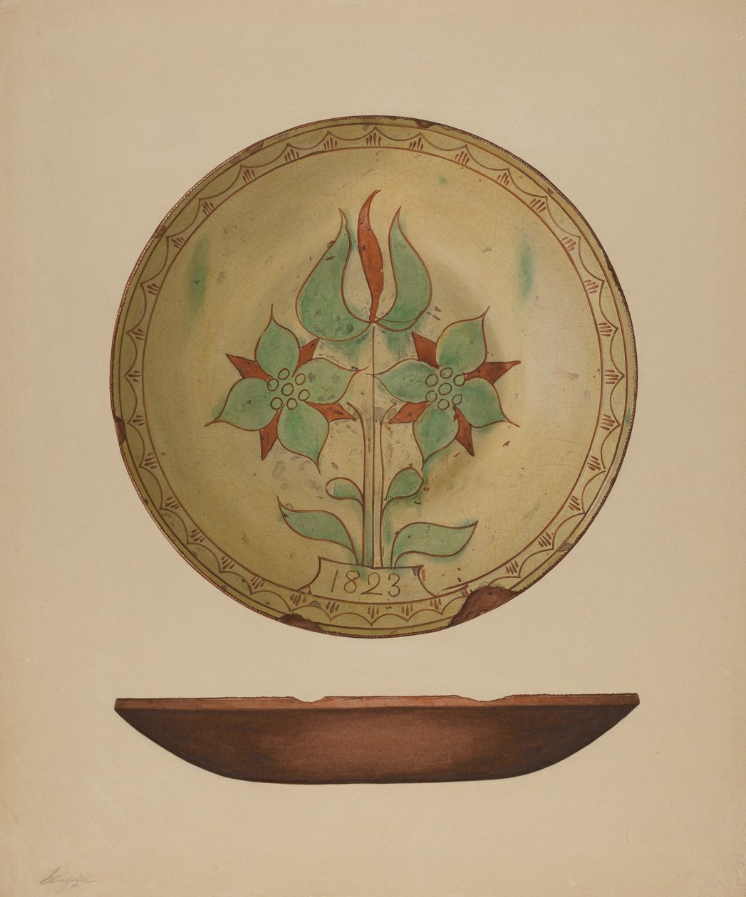 Lale ve İki Çiçekli Tabak, 1938. by Giacinto Capelli