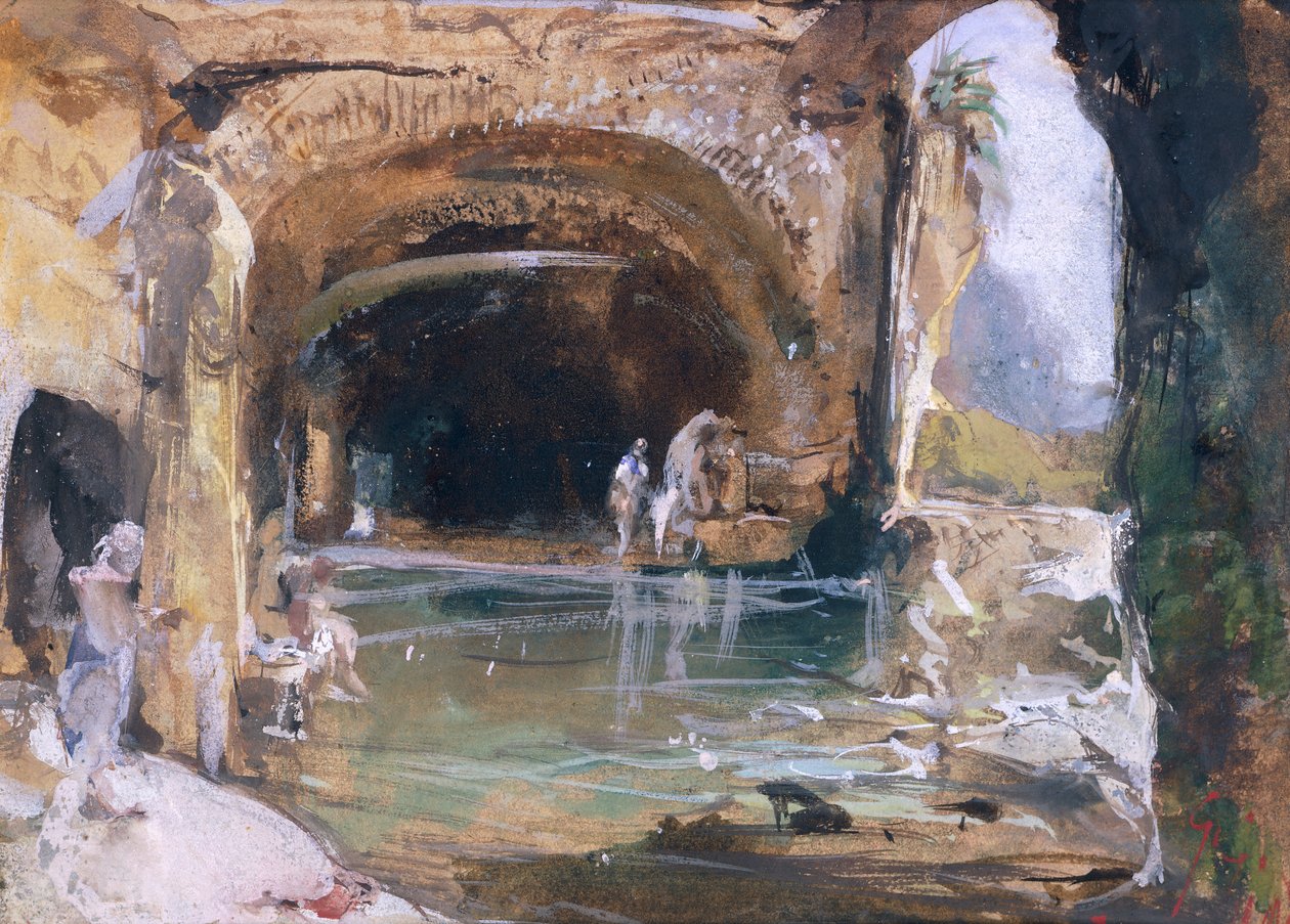 Mağaranın İçinde Yıkananlar, Napoli by Giacinto Gigante