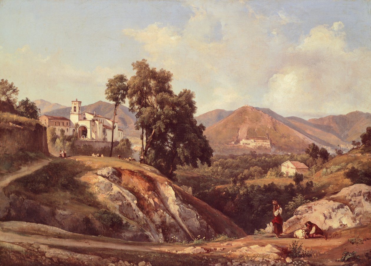 Campania bölgesi manzarası, Giacinto Gigante (1806-1876), İtalya by Giacinto Gigante